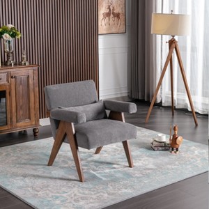 Accent Chairs On Sale Mid-Century Modern Reading Chair With Pillow Upholstered Lounge Arm Chair With Solid Wood Frame-Cuddlewood - 1 of 4