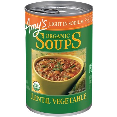 Amy’s Organic Light Sodium Lentil Vegetable Soup 14.5 Oz, Pack of 2