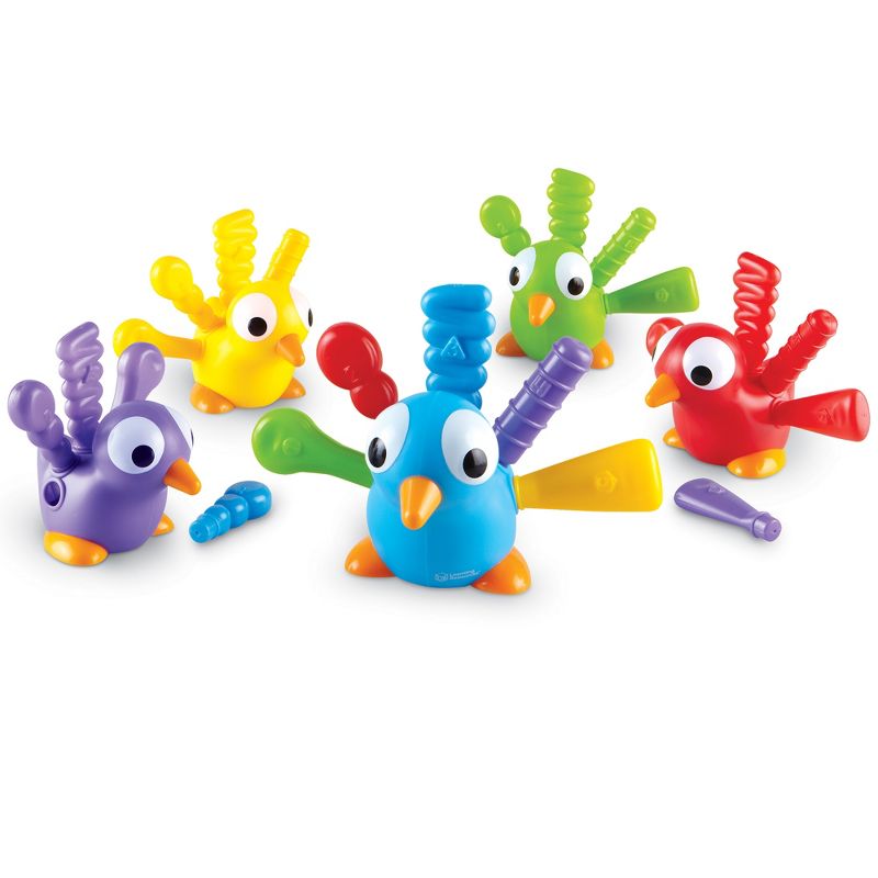 Learning Resources Fine Motor Peacock Pals, Fine Motor Toddler Toy, Sorting Set, Set of 5, Ages 18 mos+, 5 of 7