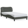 vidaXL Twin XL Bed Frame with Colorful LED Lights - Dark Gray, Breathable Fabric, Plywood Slats, Elegant Waved Design, Supportive Headboard Cushion - 4 of 4