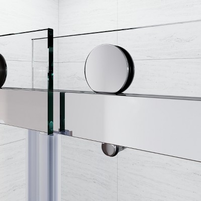 Chrome Frameless Sliding Shower Door with Clear Tempered Glass