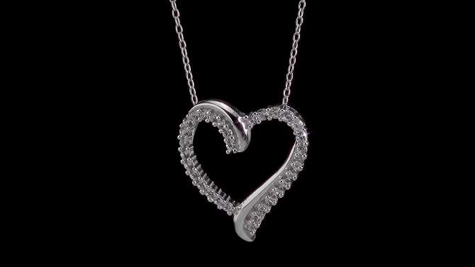 3/4 CT. T.W. Created Sapphire Shared Prong Heart Pendant Necklace in Sterling Silver - White, 2 of 4, play video