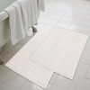 Cotton Solid Absorbent Thick Checkered Grid Washable Bath Mats, Set of 2 by Blue Nile Mills - 2 of 4