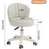 RISOKEYS PU Leather Small Scallop Desk Chair with Back,Cute Armless Rolling Vanity Chair,Height Adjustable for Bedroom Office - 3 of 4