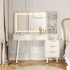 48" Makeup Vanity Desk with Mirror and Lights, Fluted Makeup Vanity with 5 Drawers & Glass Top & Power Outlet, Natural Wood Dressing Table - 2 of 4