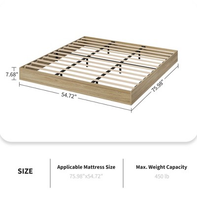 Coucheta Solid Wood Platform Bed, Sturdy Solid Wood Slats, Floor-Standing Frame, Modern Minimalist Space-Saving Design, No Box Spring Needed