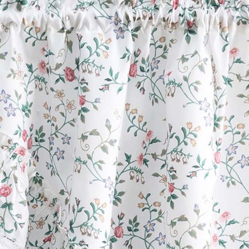 Ellis Country Floral Small Scale 1.5" Rod Pocket Floral Pattern with Ruffle Lace Edge Swag 58"x36" Multicolor, 3 of 4