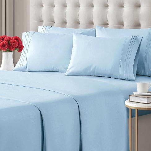 Cgk Linens 6 Piece Microfiber Solid Sheet Set In Light Blue, Size King ...