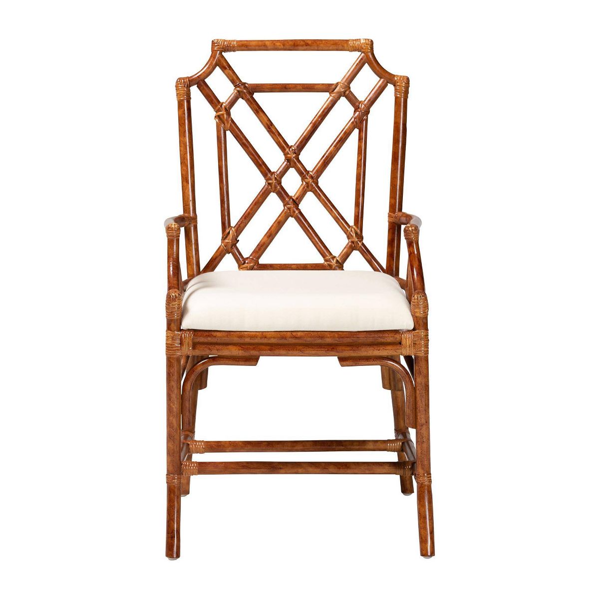 bali & pari Esmery Marbled Tortoise Natural Rattan Armchair Dining Chair Marbled Tortoise Brown/White