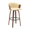 HomeRoots 30" Cream And Wood Brown Faux Leather Swivel Bar Height Bar Chair - 4 of 4