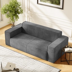 Mjkone Velvet Fabric Loveseat Sofa with Legless Design&Widened Armrest,Upholstered 2-Seater Couch for Living Room - 1 of 4
