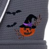 Linum Home Textiles Hotel Collection 100% Turkish Cotton Unisex Waffle Terry Embroidered Bathrobe with Satin Piped Trim - Pumpkin Head - 3 of 3