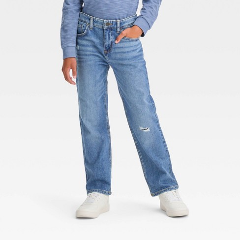Boys' Relaxed Straight Jeans - art class™ Medium Wash 12 Husky