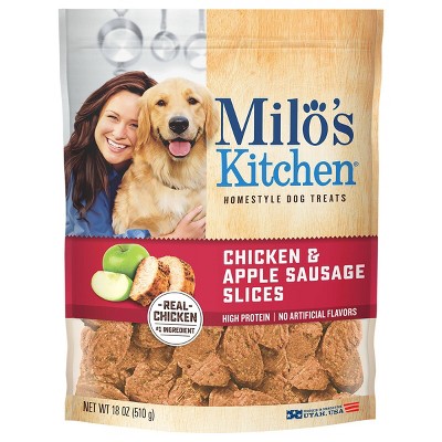 Milo's Kitchen Chicken and Apple Sausage Slice Chewy Dog Treats - 18oz