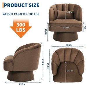 Swivel barrel armchair, 360 degree velvet upholstered armchair with striped backrest, ergonomic design, suitable for living room bedroom backyard etc - 1 of 4