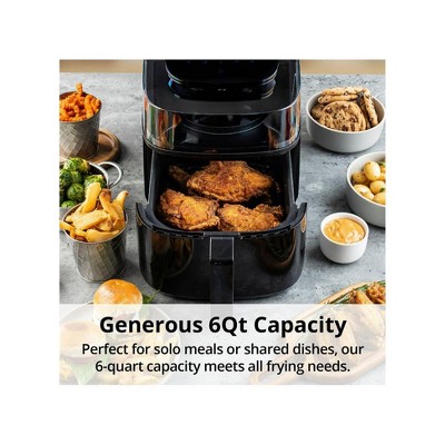 Black 6-Quart Electric Panoramic Air Fryer with Touch Screen