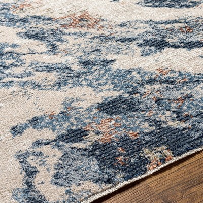 Randalia Navy and Beige Wool Blend Area Rug 2'3" x 3'9"