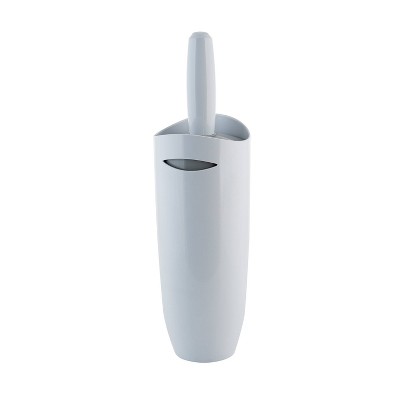 White Plastic Contour Toilet Brush and Holder