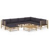 vidaXL 8-Piece Bamboo Outdoor Patio Lounge Set with Dark Gray Cushions - Comfortable and Modular Design - Lightweight and Easy to Clean - 2 of 4