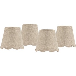 Springcrest 4" Top x 6" Bottom x 5 1/2" High x 5 1/2" Slant Lamp Shade Replacement Set of 4 Small Fawn Brown Bell Modern Scalloped Clip On Candelabra - 1 of 4