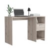 Vynxaria Modern Naxos Computer Desk - 43.3"W, Light Gray, 1-Drawer & 2 Open Storage Shelves - 3 of 4
