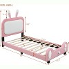 Twin Size PU Leather Upholstered Platform Bed Frame with Rabbit-Shape Headboard 250LBS High Load Capacity Princess Bed White+Pink - 3 of 4