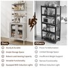 Tall Kitchen Pantry Cabinet with Power Outlet, Open Shelves & Glass ...