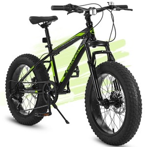 BestParts 20 Inch Kids Mountain Bike, 7-Speed Boys Girls Off-Road Bicycle, Front Suspension & Disc Brakes, for Trail & Street, Carbon Steel, Black - 1 of 4