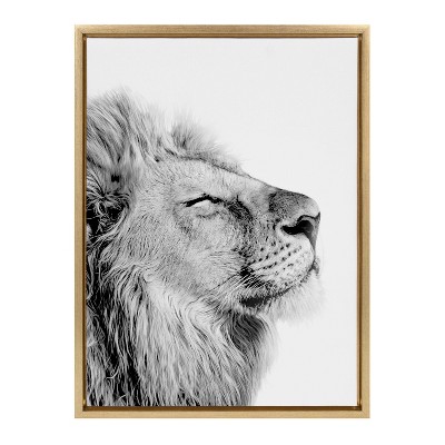 Gold Framed 18" x 24" Lion Canvas Print