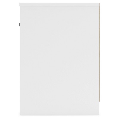 Sleek White and Silver Nightstand with Brushed Nickel Pull - 15"x22"