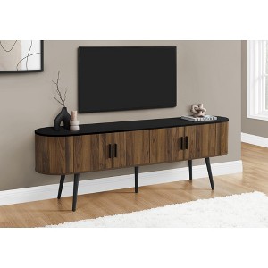 Monarch Specialties Tv Stand 72 Inch Console Media Entertainment Center Storage Cabinet Walnut Laminate Black Laminate Contemporary Mid Century - 1 of 3