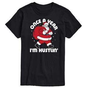 Men's - Instant Message - Once A Year Hustlin Santa Christmas Short Sleeve Graphic T-Shirt - 1 of 4