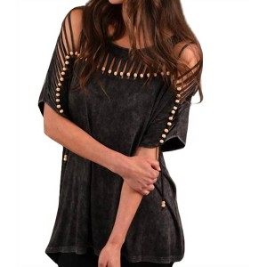 Women's Stone Wash Cut Out Tunic - ANGEL - 1 of 2