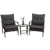 VYNXARIA 3 Pieces Patio Set Outdoor Wicker Furniture Sets Modern Rattan Chair Conversation Sets with Coffee Table,Gray - 2 of 4