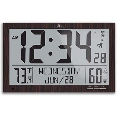 Marathon CL030062WD Slim-Jumbo Atomic Digital Wall Clock