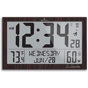 Marathon Slim Jumbo Atomic Wall Clock Full calendar Display With Indoor Temperature & Humidity - 1 of 4