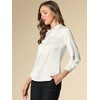Allegra K Women's Ruffle Neck Long Sleeve Elastic Cuff Button Office Satin Blouse - 4 of 4
