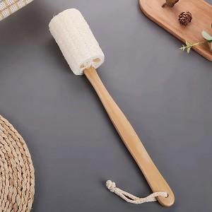 Evideco French Home Goods Natural Wooden Handle Body Loofah – Long Exfoliating Shower Sponge - 1 of 4