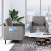 Mid-Century Fabric Armchair, Upholstered Armchair with Scooped Arms for Bedroom, Apartment, Dark Grey - 3 of 4