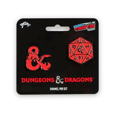 Just Funky Dungeons & Dragons D20 Die and Ampersand Exclusive Enamel Pin Set