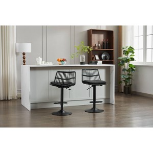 Vynxaria Black Rattan Swivel Accent Chairs - Set of 2, Adjustable Counter Height - 1 of 4