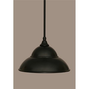 Toltec Lighting Any 1 - Light Pendant in  Matte Black with 13” Matte Black Double Bubble Metal Shade Shade - 1 of 1