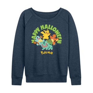 Women's - Pokémon - Happy Halloween Lightweight French Terry Wide Neck Long Sleeve Shirt - 1 of 4
