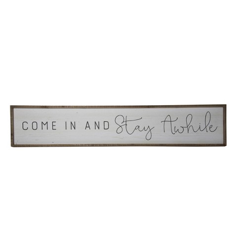 VIP Wood 59 in. White Stay Awhile Wall Sign - image 1 of 4