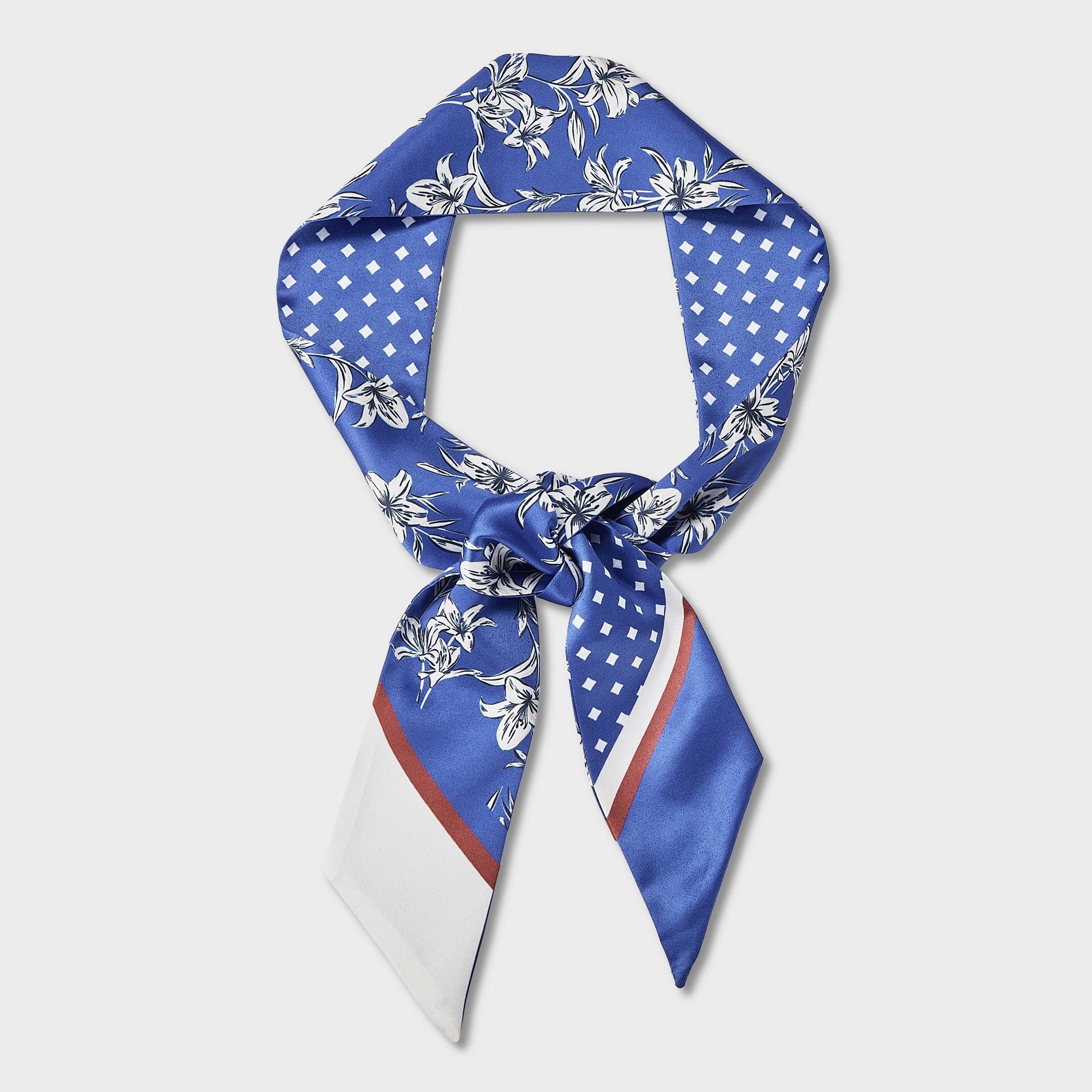 Floral Printed Skinny Scarf - A New Day™ Blue