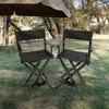 Okak Camping Chairs with Wooden Frame Set of 2, Folding Chair with Armrest and Footrest, Fishing Chair for Garden, Backyard, Porch, Black - 2 of 4