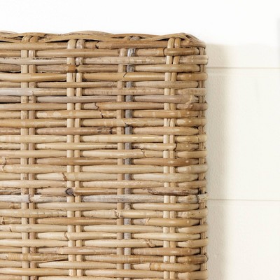 Full Beige Wicker Rattan Headboard with Handwoven Design