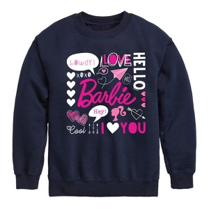 Boys' - Barbie - Barbie Valentine's Collage Graphic Long Sleeve Fleece Sweatshirt - 1 of 4