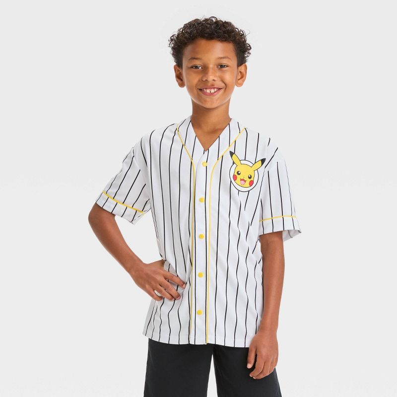 Boys&#39; Pokemon Baseball Jersey - White/Yellow/Black, 1 of 4