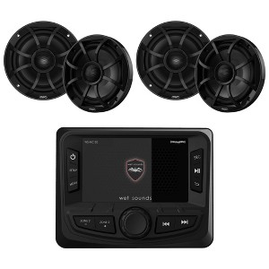 Wet Sounds WS-MC-20 Marine Radio with 2 Pairs Wet Sounds RECON 6-BG Recon Series 6.5" Coaxial speakers With Black XS Grille And Cone (Pair) - 1 of 4